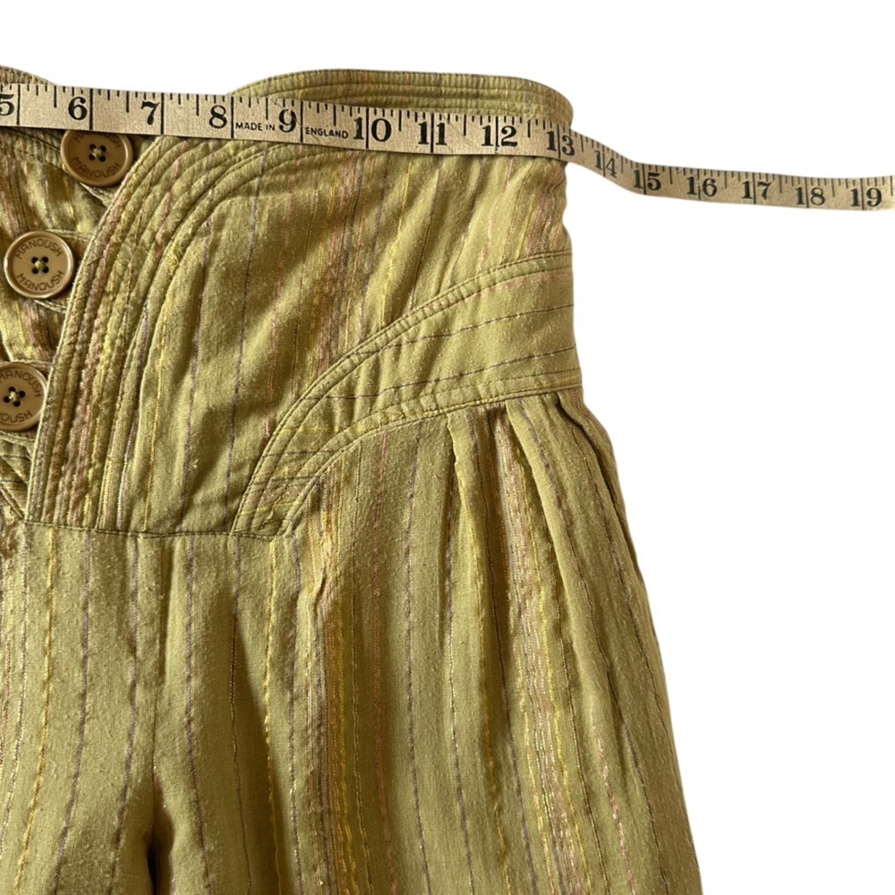 MANOUSH PAPER BAG HIGH WAIST COTTON LUREX THREADED PANTS SIZE 4 - Picture 10 of 14